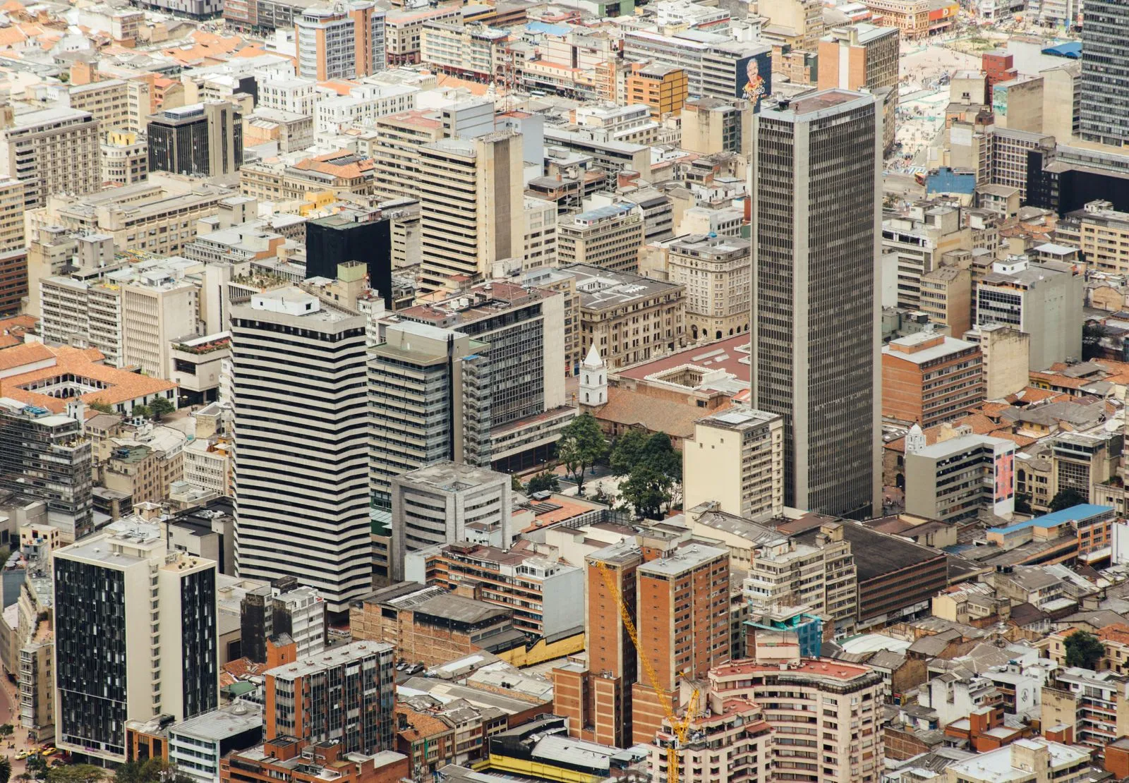 Aerial view of downtown Bogotá, Colombia.